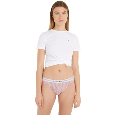 Image de Tommy Hilfiger Thong Print UW0UW04547 Strings, Rose (Mini Geo Coral Clay), M Femme