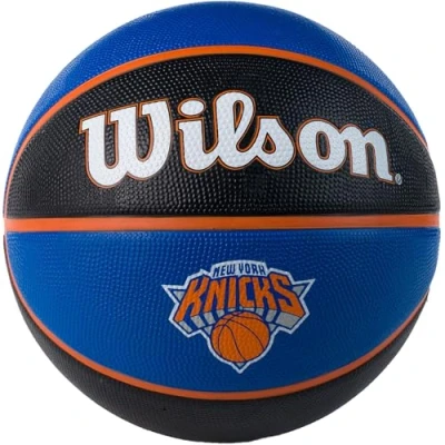 Image de Wilson Ballon de Basket, NBA TEAM TRIBUTE, NEW YORK KNICKS, Extérieur, caoutchouc, taille : 7