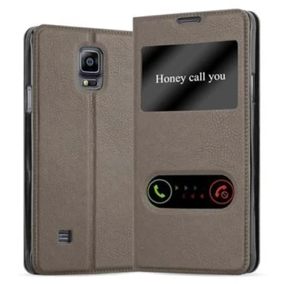 Image de cadorabo Coque pour Samsung Galaxy Note 4 en Marron Pierre Housse Protection avec Stand Horizontal et Deux Fenêtres Portefeuille Etui Poche Folio Case Cover
