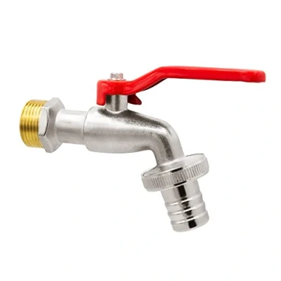 Image de VARIOSAN Robinet à sphére 10674, 3/4&quot;, laiton, nickelé, avec raccord de tuyau