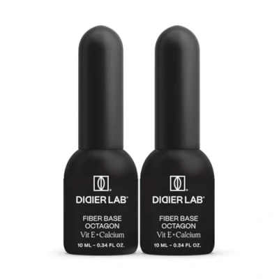 Image de Didier Lab Set Fiber Base Coat Vernis Semi Permanent Octagon à Ongles Sans HEMA ni TPO Gel UV avec des Vitamines Nail Art Pour Ongle French Manucure 2x10ml