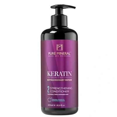 Image de Pure Mineral Après Shampooing à la Kératine pour Cheveux Doux et Forts Démêlant, Nourrissant, Anti Frisottis Sans sulfates, parabènes, petrolates 500ml