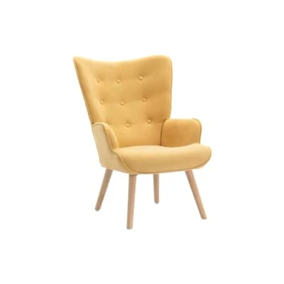 Image de Vente unique Fauteuil scandinave en Tissu Jaune Moutarde VATELY