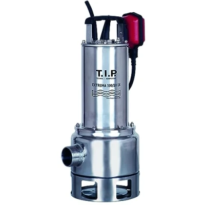 Image de T.I.P. Extrema 300/10 IX Pompe Submersible pour Eaux Usées Convient aux Lessives Débit 19500 l/h Thermorésistant à 50 C Hauteur de Refoulement 10,5 m Puissance 1200 W Acier Inoxidable Couleur Argent
