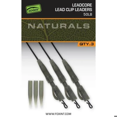 Image de Fox Naturals Leadcore PG Lead Clip Leaders 75cm (50lb) (3 pcs) Bas de ligne carpe