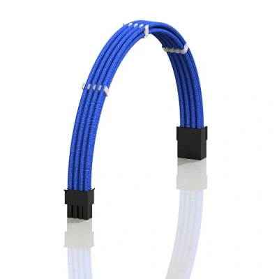 Image de LINKUP AVA 30cm 8 Broches (6+2) GPU PCI E PSU Alimentation Câble d&#039;Extension PC Mod Personnalisé à Manches Tressées avec Peigne Pack Unique 300mm Bleu