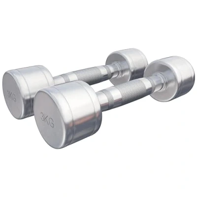 Image de GORILLA SPORTS® Haltères 2 x 3 kg, Ensemble, Ronds, Antidérapante, Acier, Chromé Courts, Dumbbell, Musculation