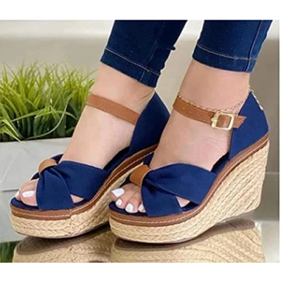 Image de IQOAIJ Sandale Femme Talon Compensé Plateforme Espadrilles Compensées Chaussure Pantoufle Bout Ouvert,4,38CN
