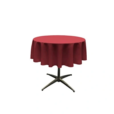 Image de LA Linen Polyester Poplin Round Tablecloth, 51&quot;, Cranberry