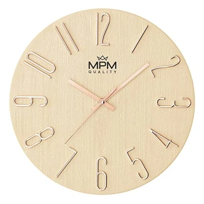 Image de MPM Quality Horloge Murale Design, Affichage de la Date, Chiffres 3D, Mouvement à Quartz précis, ∅ 305 mm, décoration Moderne pour Salon, Chambre ou Bureau