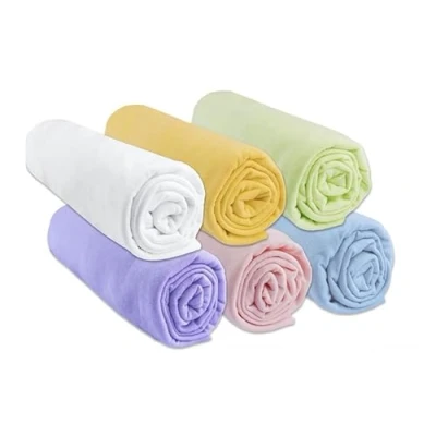Image de Lot de 6 Draps Housse 70x140 cm Lit Bébé Enfant 70 x 140 100% Coton Jersey Multicouleur Extensible &amp; Respirant Sommeil sain Marque Easy dort Oeko Tex Qualité Fabriqué en Europe