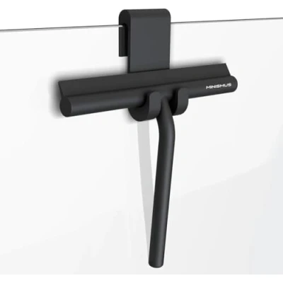 Image de Minismus Raclette Douche Noir Essuie Vitre avec Crochet de Suspension Salle Bain Tracteur Glace et Extracteur à (Noir)