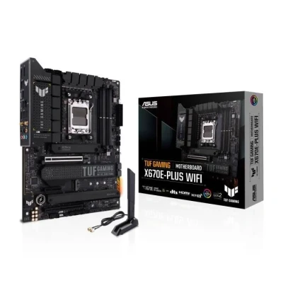 Image de ASUS TUF gaming X670E PLUS WiFi Carte mère AMD Ryzen AM5 ATX (PCIe 5.0, DDR5, 16 phases d&#039;alimentation, 4 x M.2, 6E, 2.5 Gb Ethernet, USB4, Aura Sync RGB)