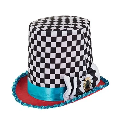 Image de Bristol Novelty Chapeau Haut de Forme à Carreaux Chapelier Fou, BH652, Multicolore, Taille Unique