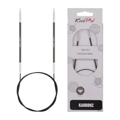 Image de KnitPro 40 cm Largeur 2.5 mm Karbonz Aiguilles circulaires Fixes Noir et Argent