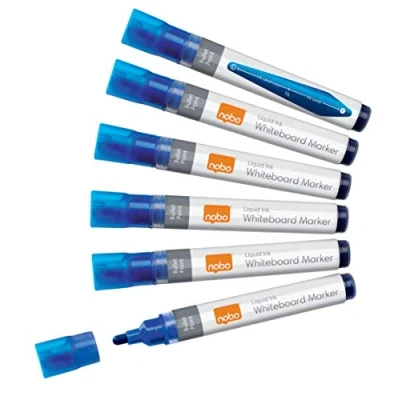 Image de Nobo Marqueurs Effaçables à Sec Liquid Ink pour Tableau Blanc, Pointe Ogive de 3mm, Lot 10, 1915378, Bleu
