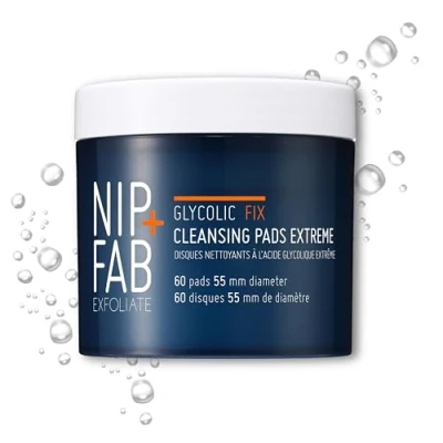 Image de Nip + Fab Glycolic Fix Night Pads Extreme, Tampons Exfoliants pour le Visage à l&#039;Acide Glycolique la Nuit, Peeling Acide Intense, 60 Pièces