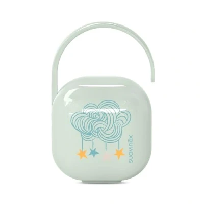 Image de Suavinex, Boîte à Tétine avec Capacité pour 2 Sucettes. Pochette Sucettes, Sucette Anse Flexible, Étui Sucette, Bébés +0 Mois, Dreams Bleu
