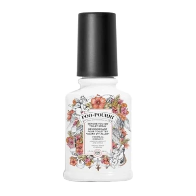 Image de Poo Pourri Spray Désodorisant Salle de Bain Before You Go Piège les Odeurs Sous la Surface l&#039;Eau Huile Essentielle à Base Plantes Abricot floral et goyave Hibiscus Tropical