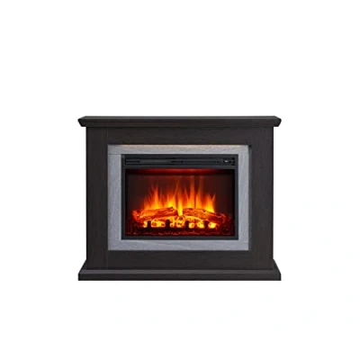 Image de CrownFlame Cheminée électrique Charon Foyer sur Pieds avec Effet de Flammes 3D Chauffage 2000W, éclairage LED Sol télécommande, minuteur &amp; Thermostat Marron foncé