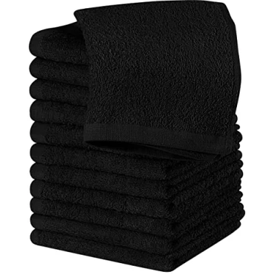 Image de Utopia Towels Lot de 24 débarbouillettes en Coton filé à l&#039;anneau, 100% Coton, qualité supérieure, très absorbantes et Douces au Toucher (Noir)