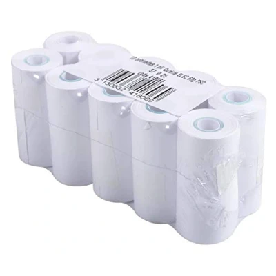 Image de Exacompta Réf. 41806E Lot de 10 bobines sans mandrin pour machines à calculer largeur 57 mm x diamètre 25 1 pli offset extra blanc 60g/m² Métrage (+ ou 2m) : 6,5 m