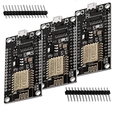 Image de AZDelivery 3 x NodeMCU Lolin V3 Module ESP8266 ESP 12F Carte de Développement WiFi Version Non soudée Compatible avec Arduino y Compris Un eBook