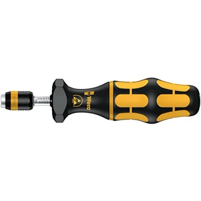 Image de Wera 05074733001 7445 Kraftform ESD, Tournevis dynamométrique réglable avec mandrin à serrage rapide Rapidaptor, 1/4 pouce, 2,5 11,5 in. lb., Noir/jaune