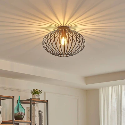 Image de Lindby Plafonnier Maivi à intensité variable (Moderne) en Noir Métal e. a. pour Salon &amp; Salle manger (1 lampe,à E27), Luminaire Plafonnier, Lampe Plafond, Eclerage Eclairage Interieur
