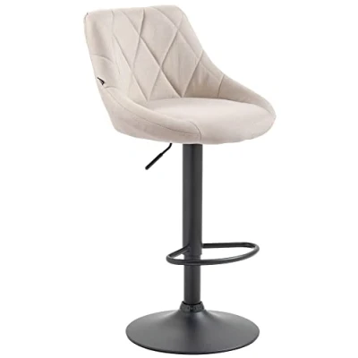 Image de Tabouret De Bar Réglable en Hauteur Lazio Tissu I Chaise Confortable avec Dossier Et Repose Pied Pivotant, Couleur:crème, Couleur du Cadre:Noir