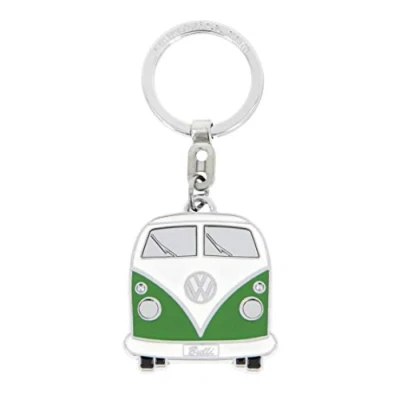 Image de BRISA VW Collection Porte clés en métal émaillé Volkswagen Accessoire de trousseau avec anneau au design du Combi T1 (Avant/Vert)