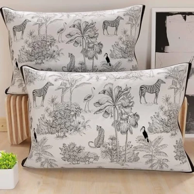 Image de PETTI Artigiani Italiani Paire de taies d&#039;oreiller 50 x 70 cm en Microfibre, Coussins d&#039;ameublement, canapé, Salon, 2 Housses Coussin, taie 02, 100% fabriqué Italie