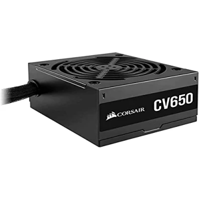 Image de Corsair CV650 80 PLUS Bronze Non Modulaire ATX 650 Watts Alimentation (Pleine Puissance Continue, Ventilateur Thermorégulé de 120 mm, Format Compact, Gainage et Boîtier Noirs) EU Noir