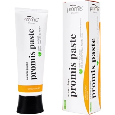 Image de promis paste dentifrice anti plaque NATUREL SANS FLUORIDE XYLITOL 99% BIO LABEL ORGANIQUE ECOCERT COSMOS VEGAN tube de canne à sucre emballage recyclé