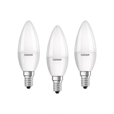 Image de Osram ampoule LED E14 BASE Classic B 40 4.9 W Equivalence incandescence W, forme de bougie / mat, blanc chaud 2700K, lot 3
