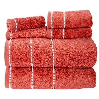 Image de Lavish Home Lot de 6 Serviettes Luxe en Coton à séchage Rapide, zéro Torsion et Douces avec 2 Bain, essuie Mains débarbouillettes (brique/Blanc) 30,5 x cm
