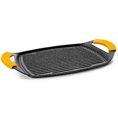 Image de IBILI Plancha ondulée en pierre basique, 47 x 29 cm, Fonte d’aluminium, Antiadhésif style pierre, Compatible avec l’induction