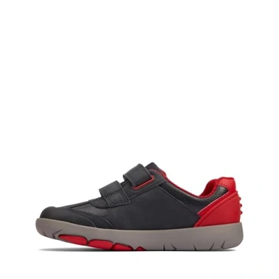 Image de CLARKS Rex Play K Basket, Navy/Red Lea, 32 EU