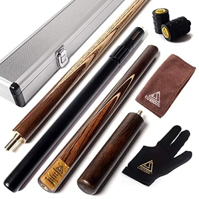 Image de CUESOUL 57 Handcraft 3/4 Jointed Snooker Cue with Mini Butt End Extension Packed in Aluminium Case (D306)