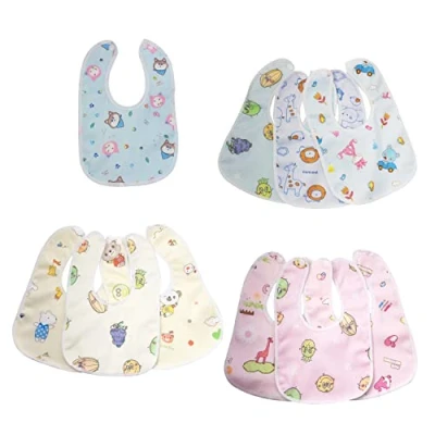 Image de PFLYPF 10 bavoirs de dessin animé, serviettes salive, pour enfants, salive double polaire imperméables et réutilisables, garçons filles (jaune, rose, bleu)