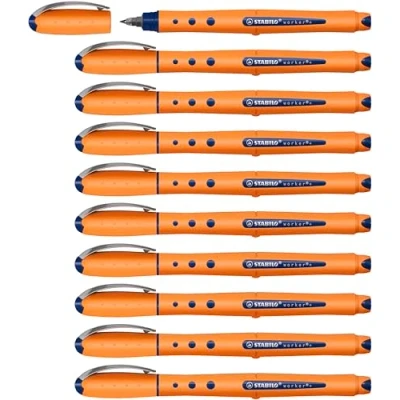 Image de Stylo roller STABILO Worker+ Lot x 10 stylos pointe fine bleu