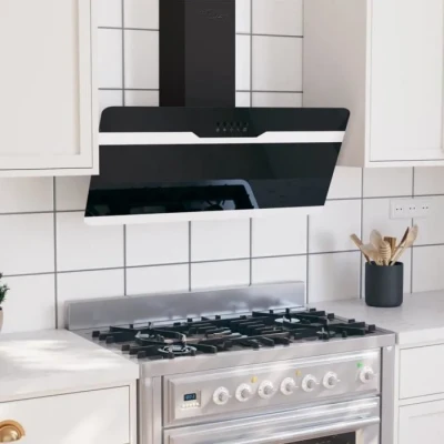 Image de Hotte murale VIDAXL 90 cm Acier et verre trempé 3 vitesses Lampe LED intégrée