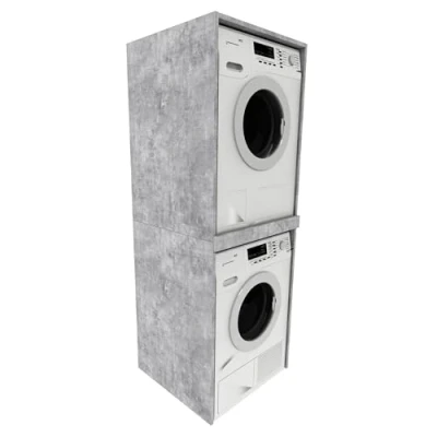 Image de COLONNE DE SALLE BAIN MRBLS_HOME 66 x 180 65 cm BETON MEUBLE Armoire pour lave linge