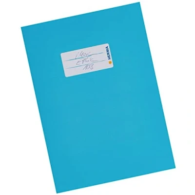 Image de HERMA 19764 protège cahiers, format A5, en carton bleu clair, avec champ d&#039;inscription, papier solide et extra fort, couleur