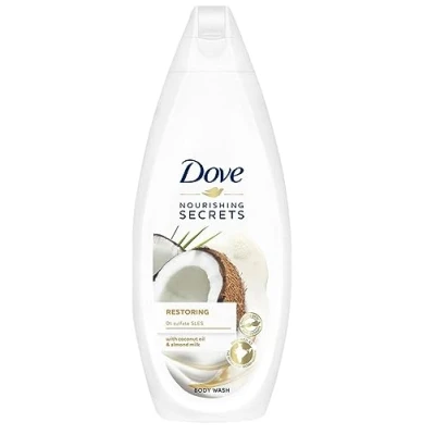 Image de Dove Lot de 6 gels douche Nourishing Secrets Restoring Ritual Huile noix coco + lait d&#039;amande 225 ml