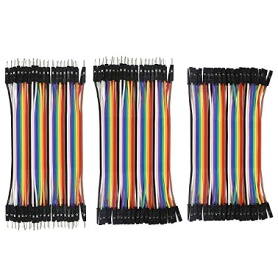 Image de ALMOCN Lot de 120 fils 10 cm multicolores Dupont 40 broches mâle vers femelle pour Arduino
