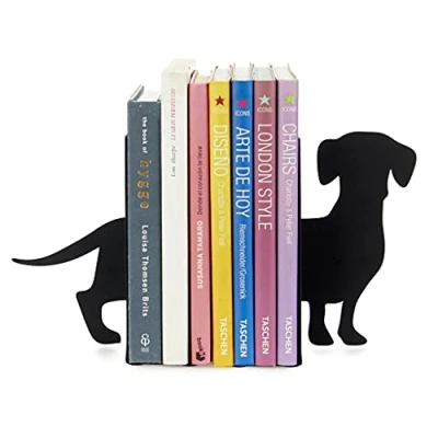Image de Balvi Serre Livres Teckel Couleur Noir Support de pour étagère en Forme Chien 2 unités Méta