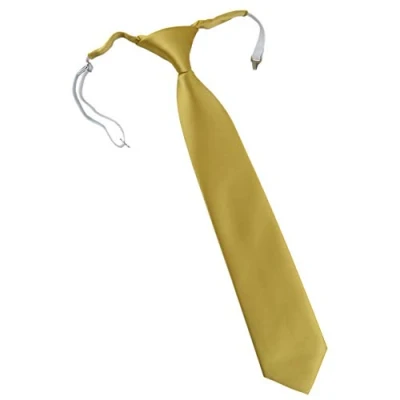 Image de TigerTie Designer Security Cravate de sécurité, en couleur unie, pré nouée avec élastique, or, Taille Unique