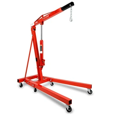 Image de EBERTH Grue d’Atelier Chèvre de Levage d&#039;une Puissance Maximale 1000kg, Hydraulique pour l&#039;atelier avec Flèche Réglable en 4 Positions 1050 1590mm, Pliable, 6 Roues Pivotantes