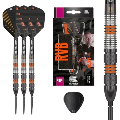Image de Target Darts Raymond Van Barneveld RVB 80 Noir G2 25G 80% Tungsten Swiss Point Steel Tip Set de Fléchettes